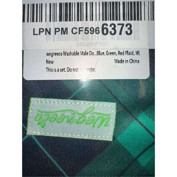 Washable Male Dog Belly Wrap Diaper Size Medium by Wegreeco Plaid Set of 3 - Picture 2 of 3